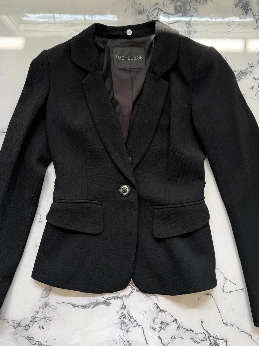 Rachel Zoe Black Blazer with detachable Faux Fur Collar size 6 NWOT